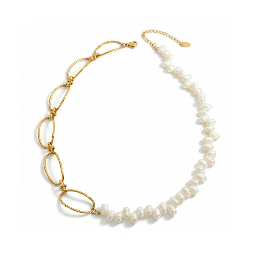 Freshwater Pearl & Gold Chain Choker