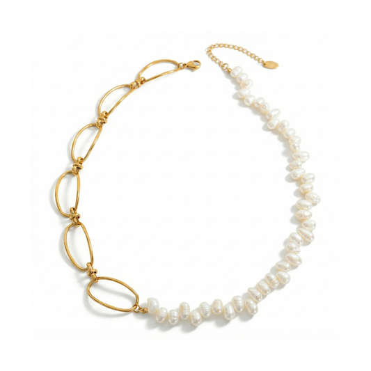 Freshwater Pearl & Gold Chain Choker