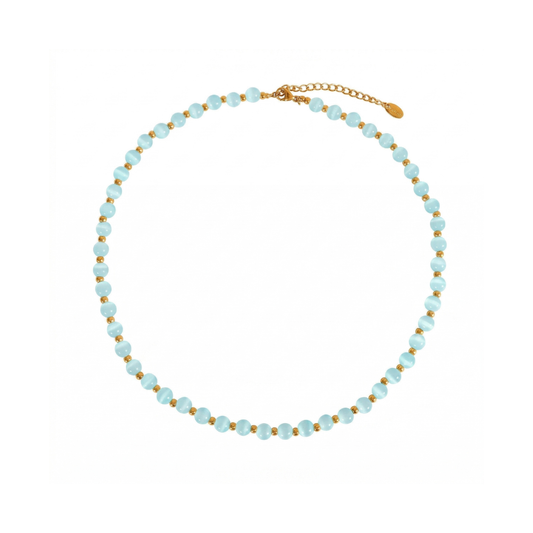 Light Blue Opal Bead Necklace
