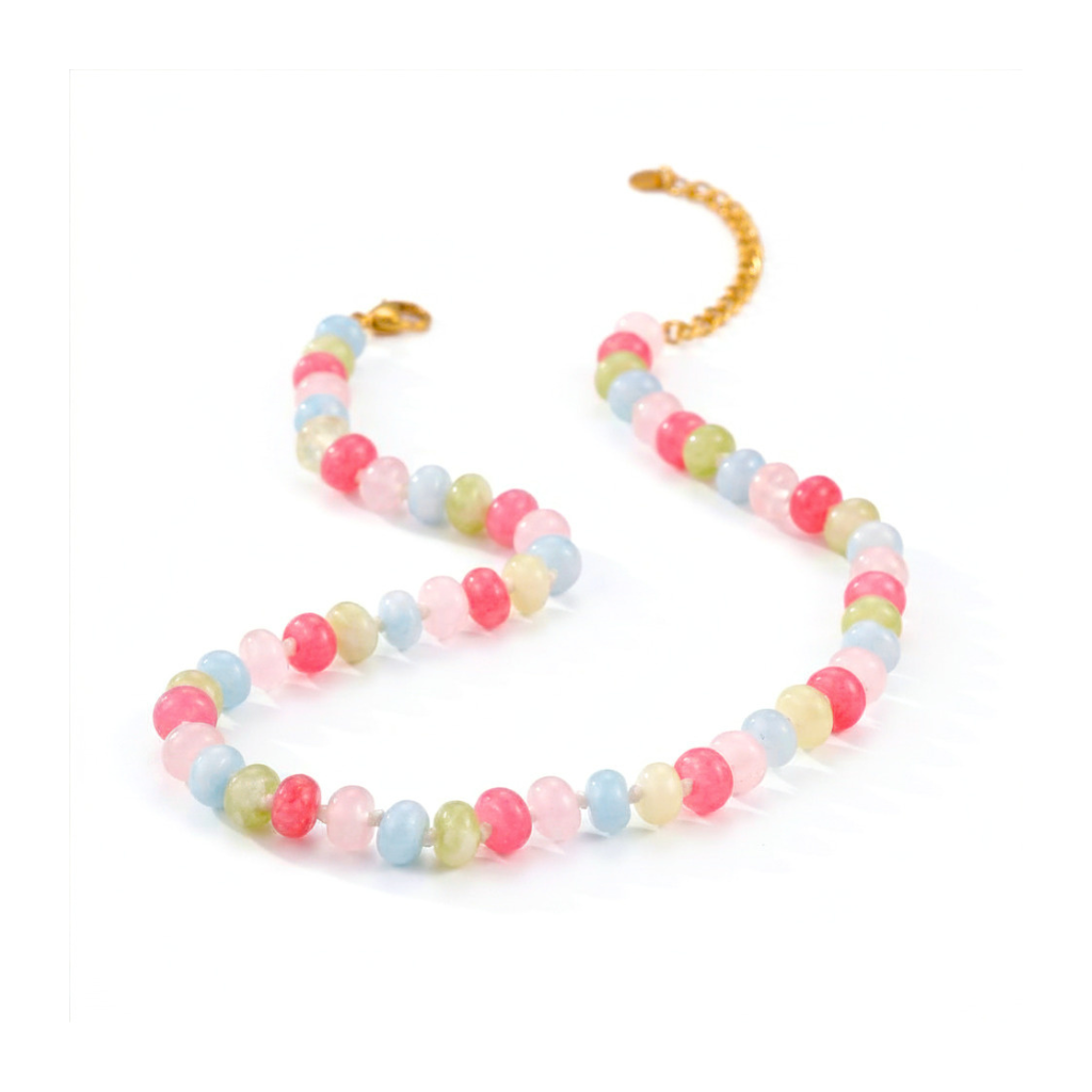 Pastel Multi-Color Natural Abacus Beaded Necklace