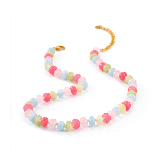 Pastel Multi-Color Natural Abacus Beaded Necklace