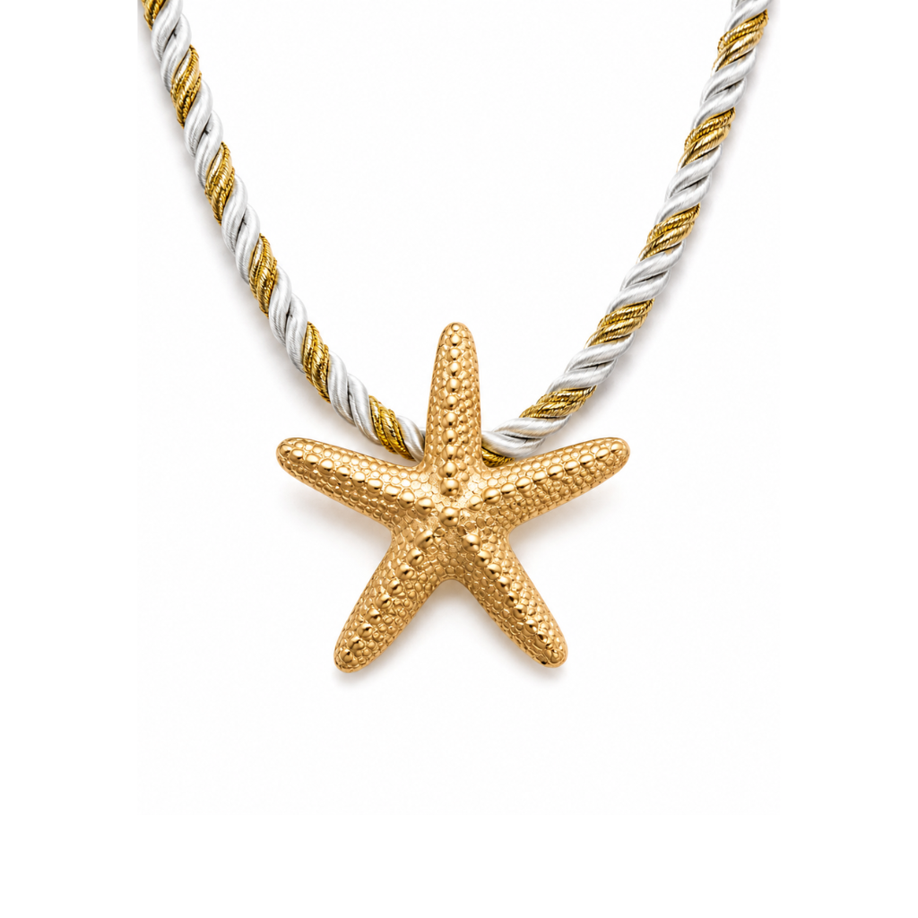 Gold Rope Chain with Starfish Pendant Necklace