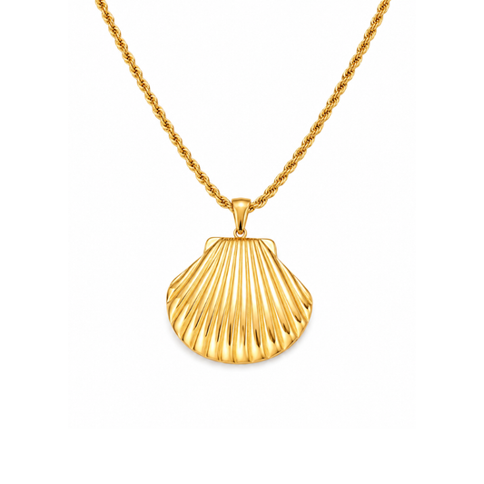 Gold Rope Chain with Shell Pendant Necklace