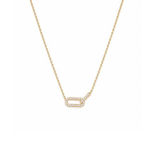 Gold Vermeil Pavé Linked Paperclip Necklace