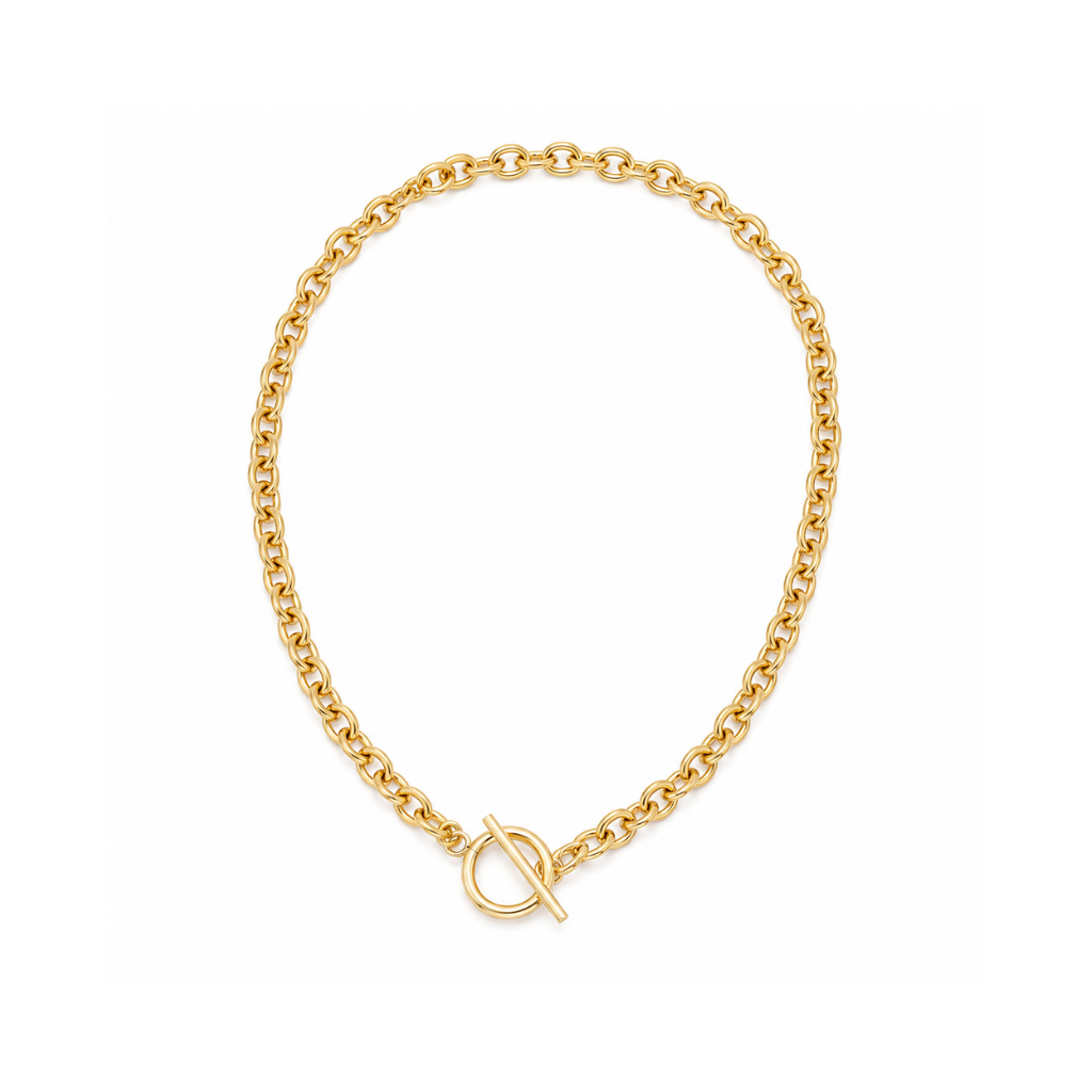 Gold Chain Toggle Clasp Necklace