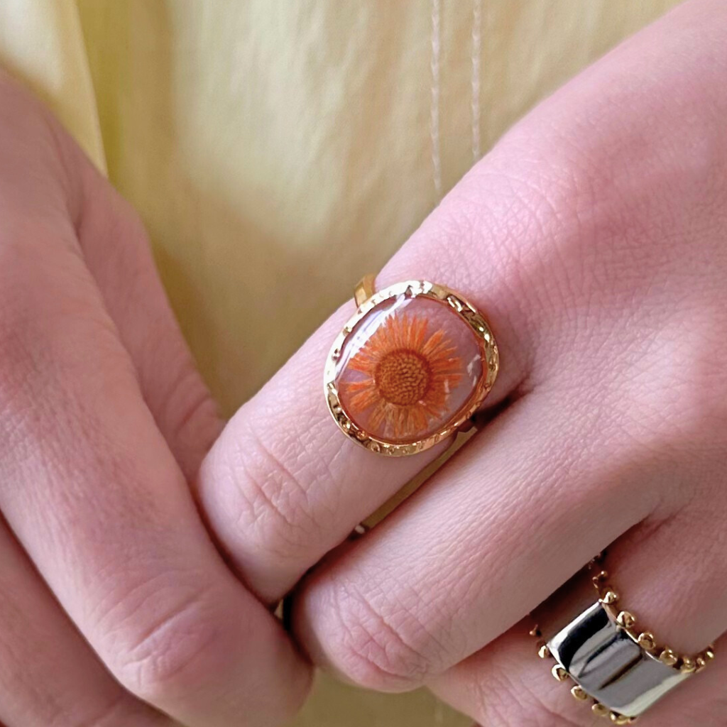 Gold Flower Circle Adjustable Ring