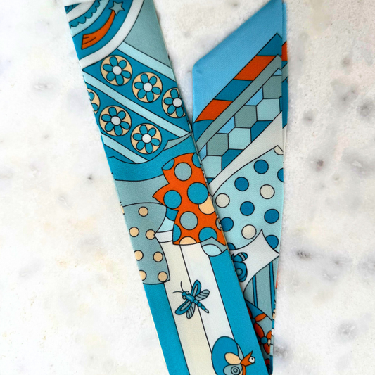 S101- Orange and Teal Butterfly Scarf