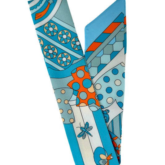 S101- Orange and Teal Butterfly Scarf