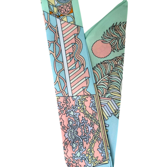S102- Pastel Mint Printed Scarf