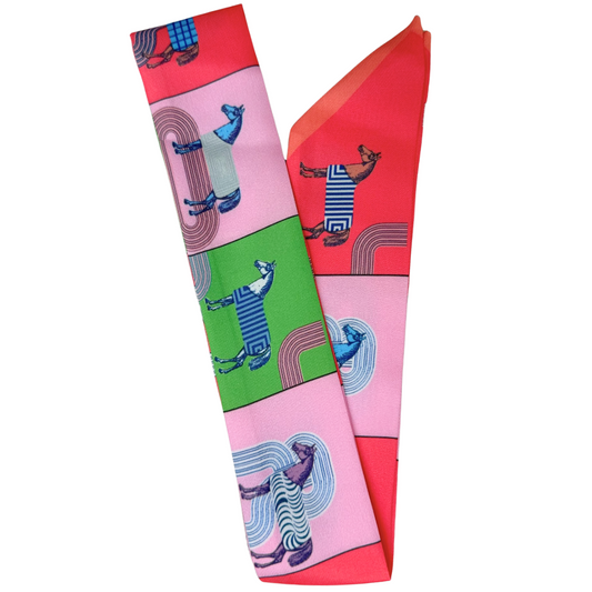 S103- Pink and Green Horse Print Scarf