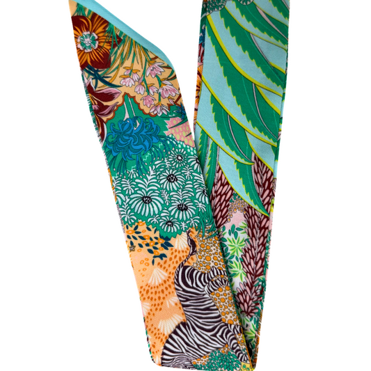 S104- Green Print with Zebra and Flower Scarf