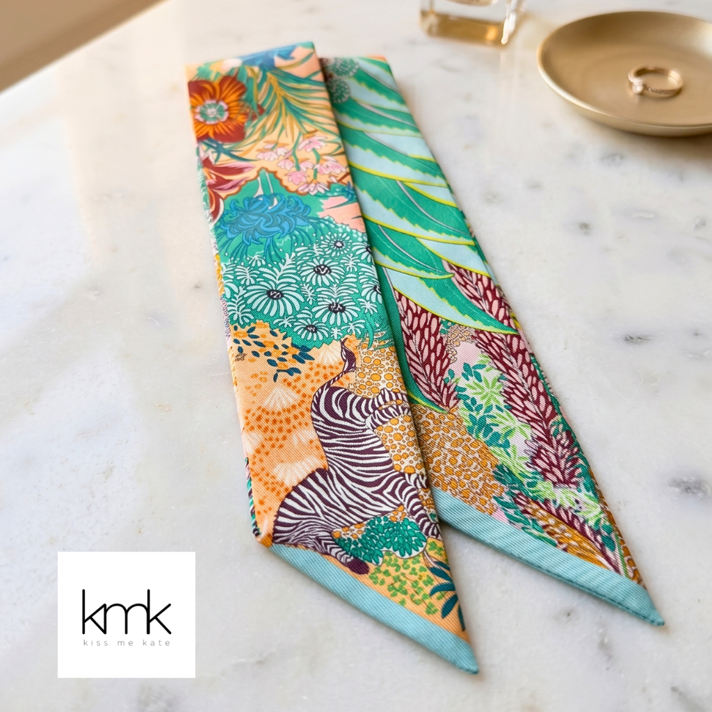 Green Zebra & Floral Print Scarf