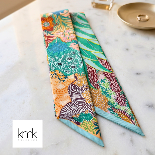 S104- Green Zebra & Floral Print Scarf