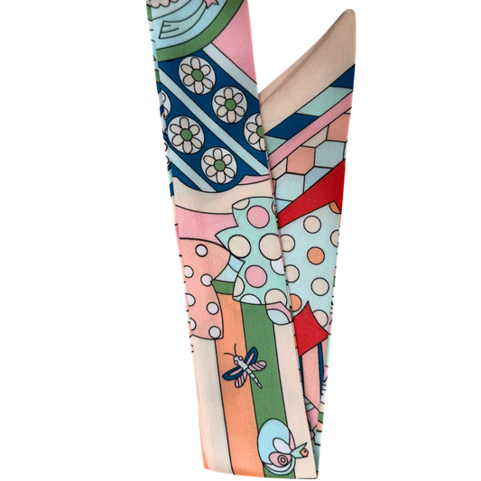 S106- White and Coral Butterfly Print Scarf