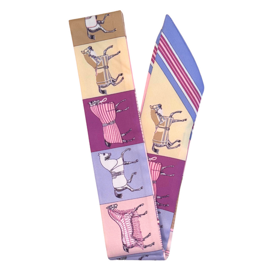S110- Lilac & Grey Horse Scarf Charm Necklace- Reversible