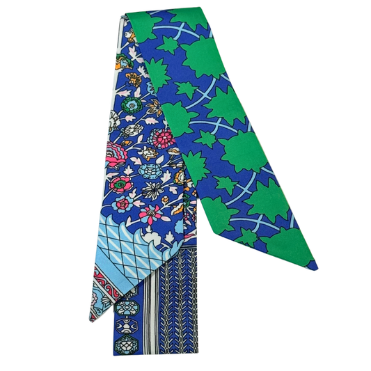 Blue & Green Floral Print Scarf
