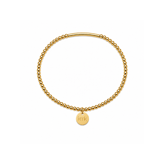 2.5mm Gold Bead & Gold Bar Stretch Bracelet