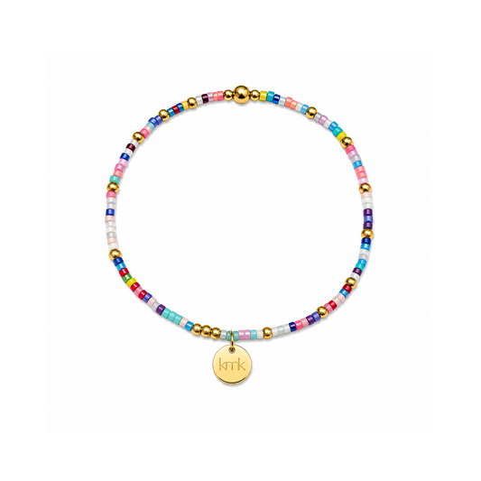 Multicolor & Gold Bead Stretch Bracelet