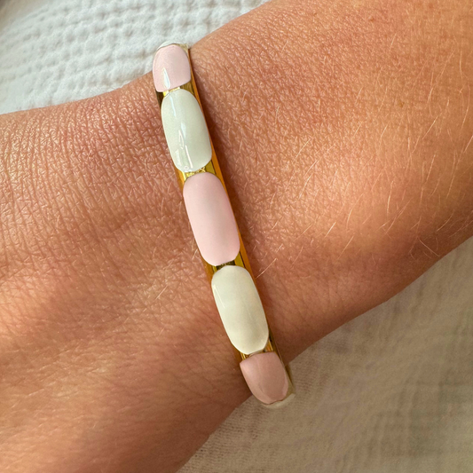 Pink & White Enamel Cuff
