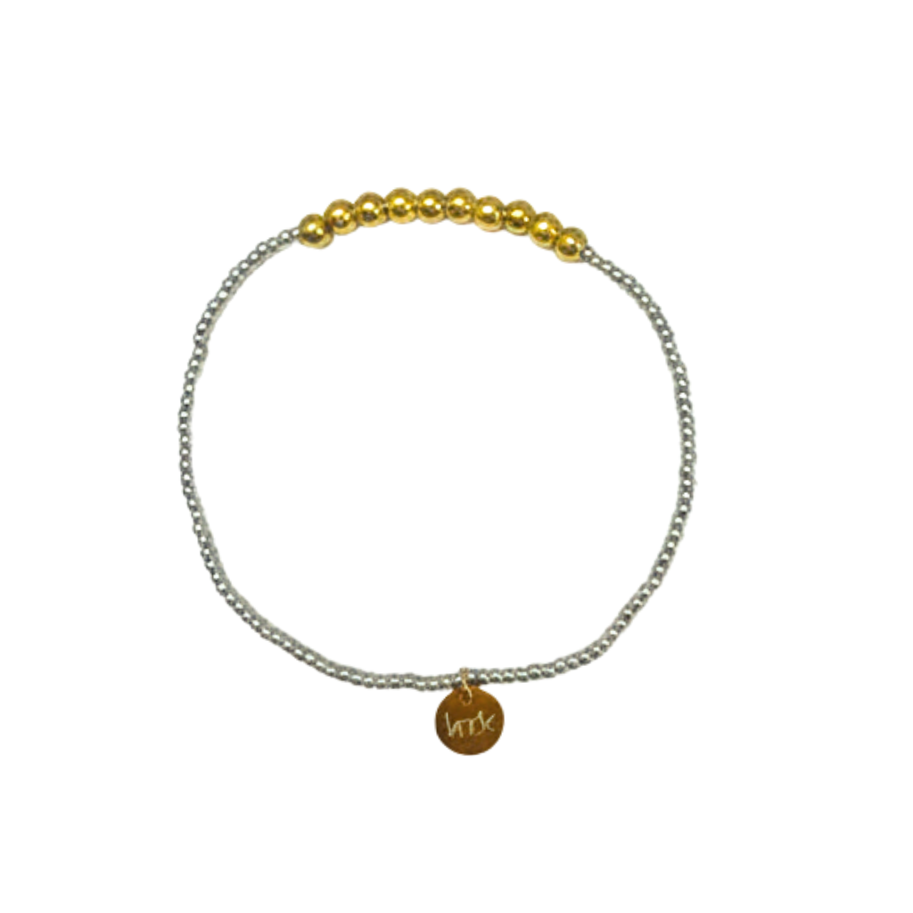 2mm silver bead & 4mm gold bead bracelet