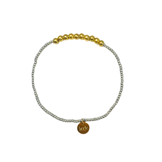 2mm silver bead & 4mm gold bead bracelet