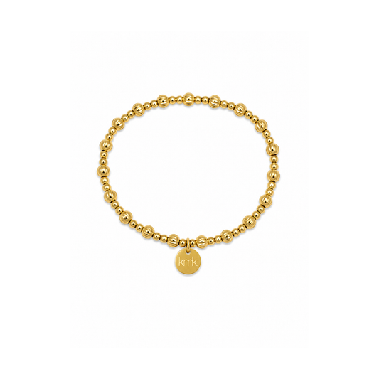 3mm gold bead & 4mm gold textured beaded bracelet