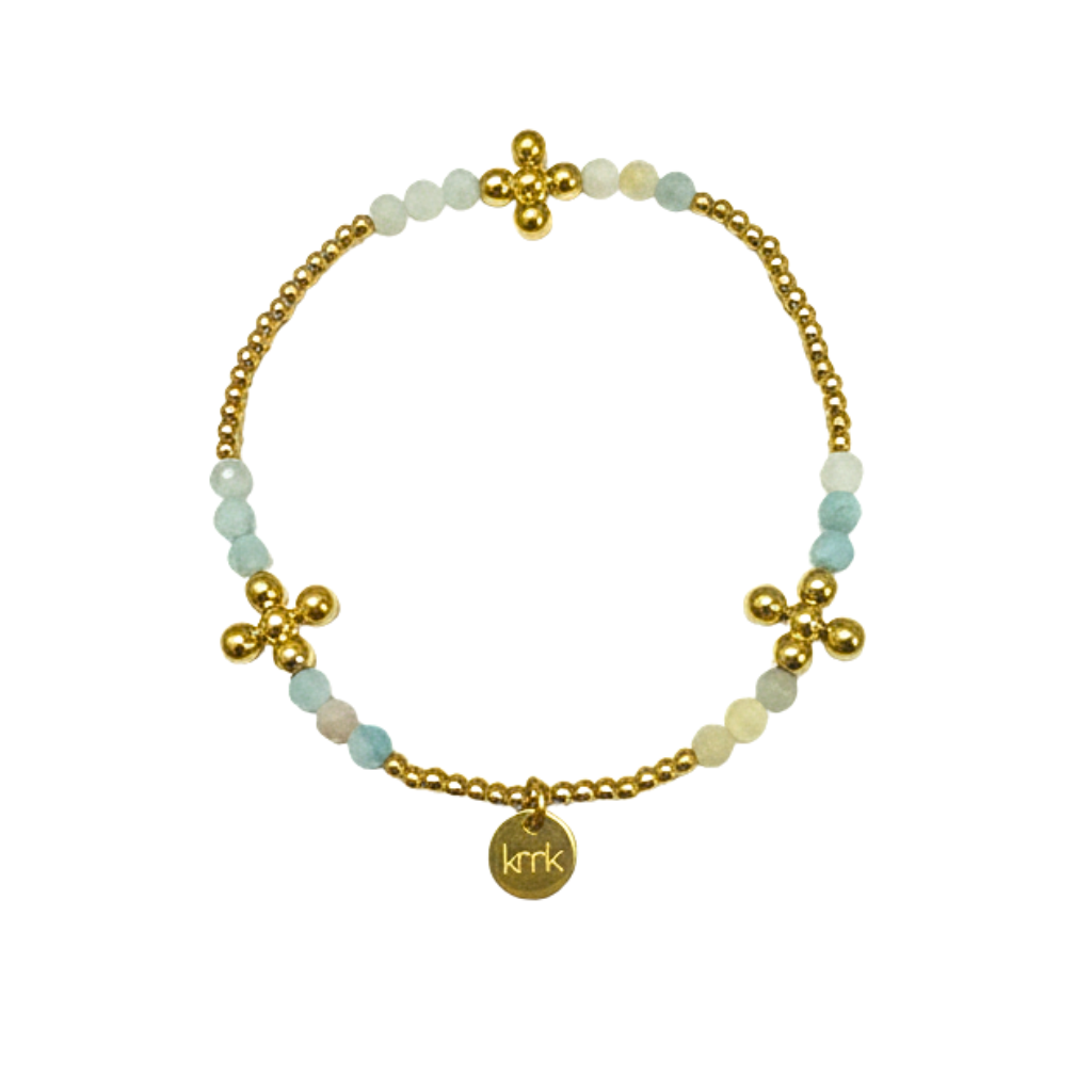 3mm Amazonite and 2.5mm Gold Bead Bracelet