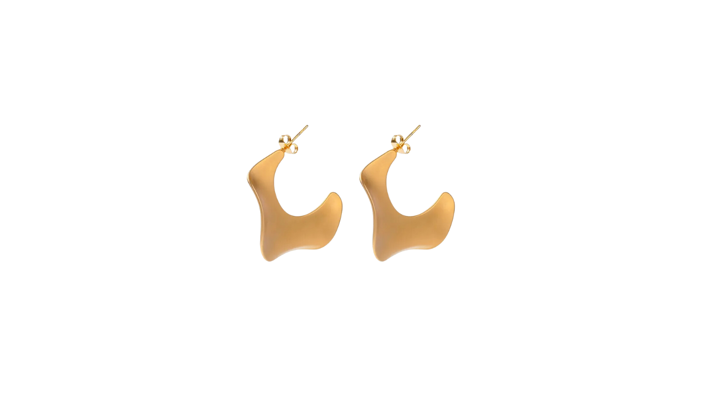 Gold Matte Wavy C-Hoop