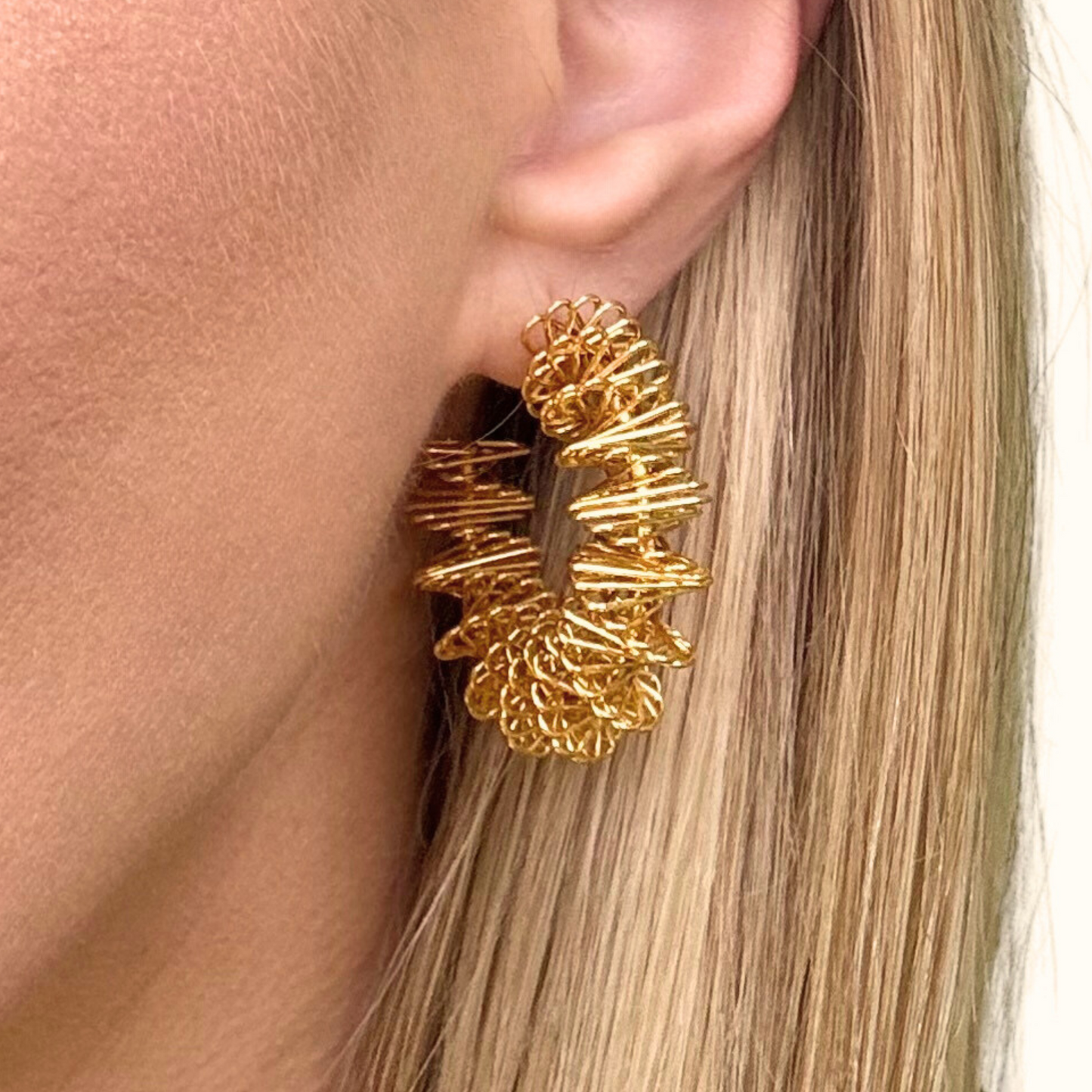 Gold Spiral C-Shape Earring