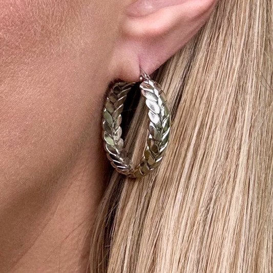 Braided Wheat Hoop- Stainless Steel