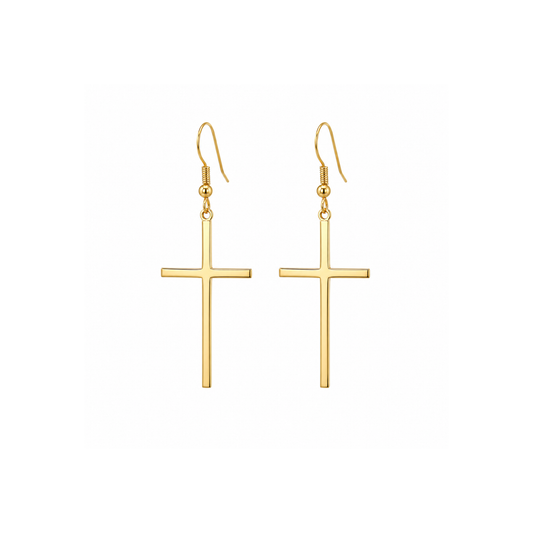 Gold Cross Earring