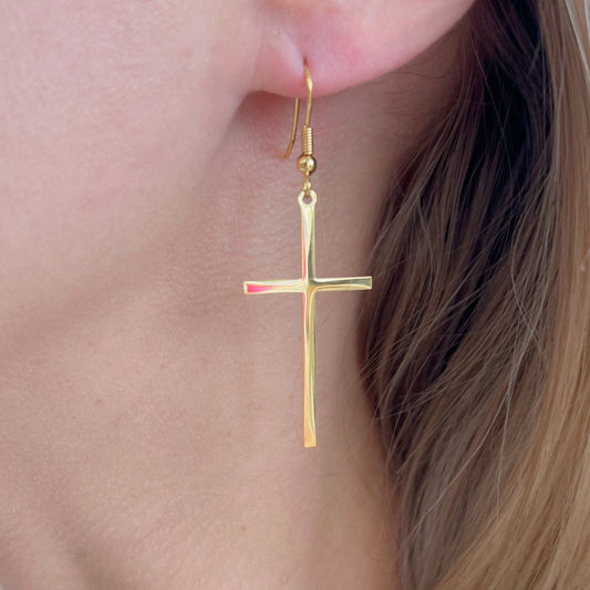 Gold Cross Earring