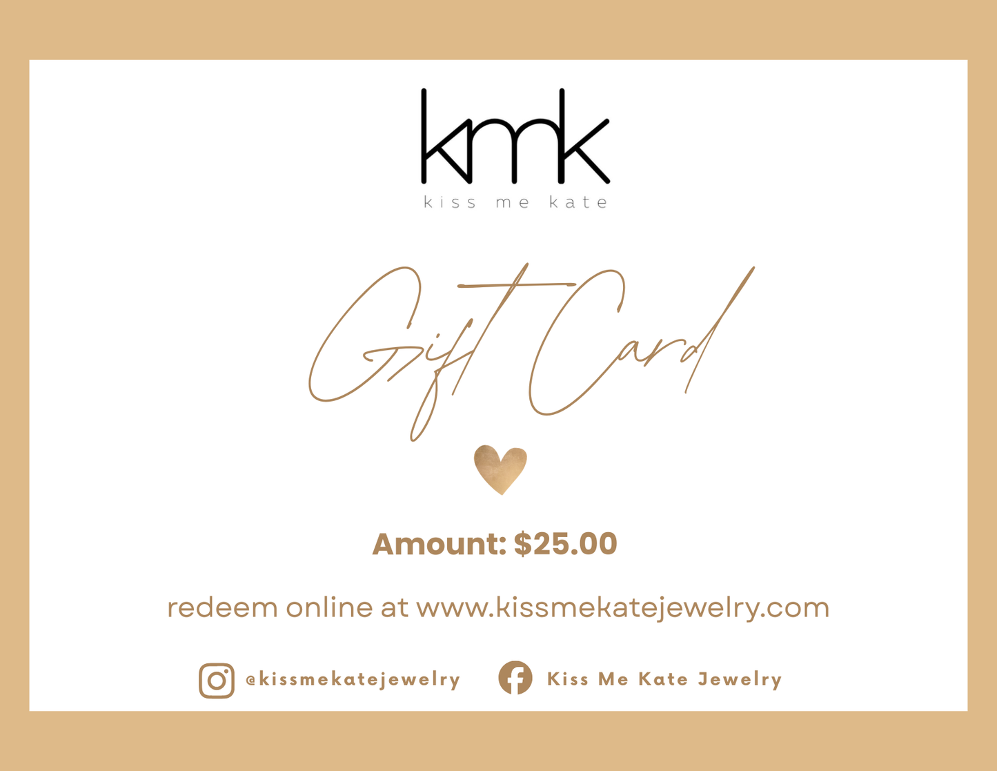 Kiss Me Kate Gift Card