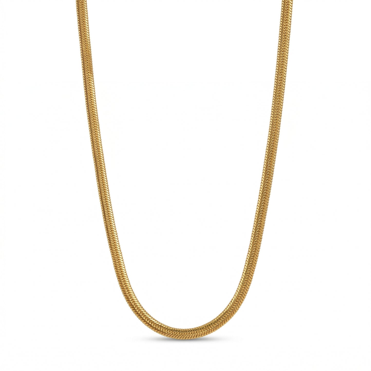 4mm Gold Herringbone Chain Necklace