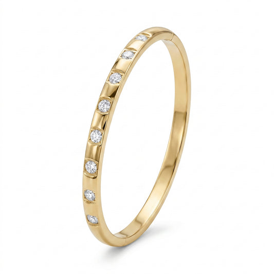 Gold Bangle with Cubic Zirconia