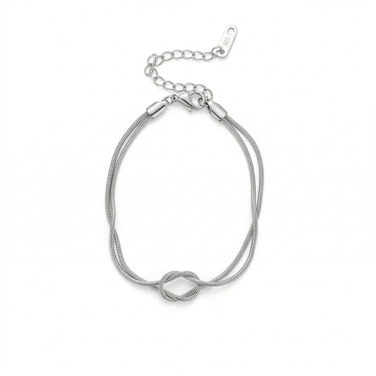Silver Knot Snake Chain Bracelet