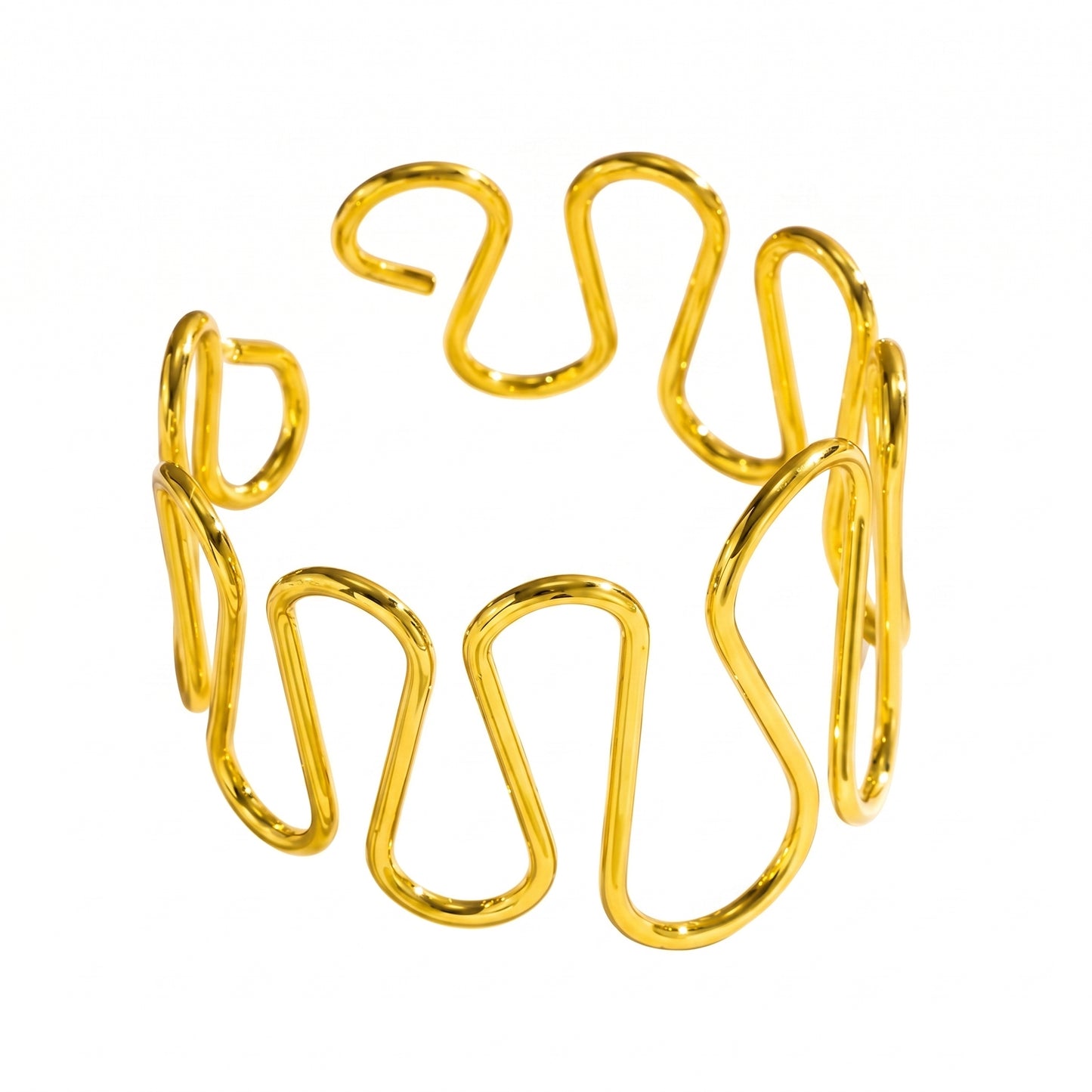Smooth Asymmetrical Gold Cuff Bracelet