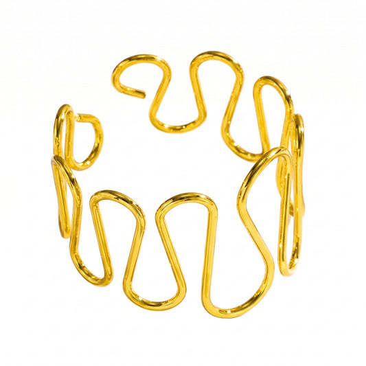 Smooth Asymmetrical Gold Cuff Bracelet