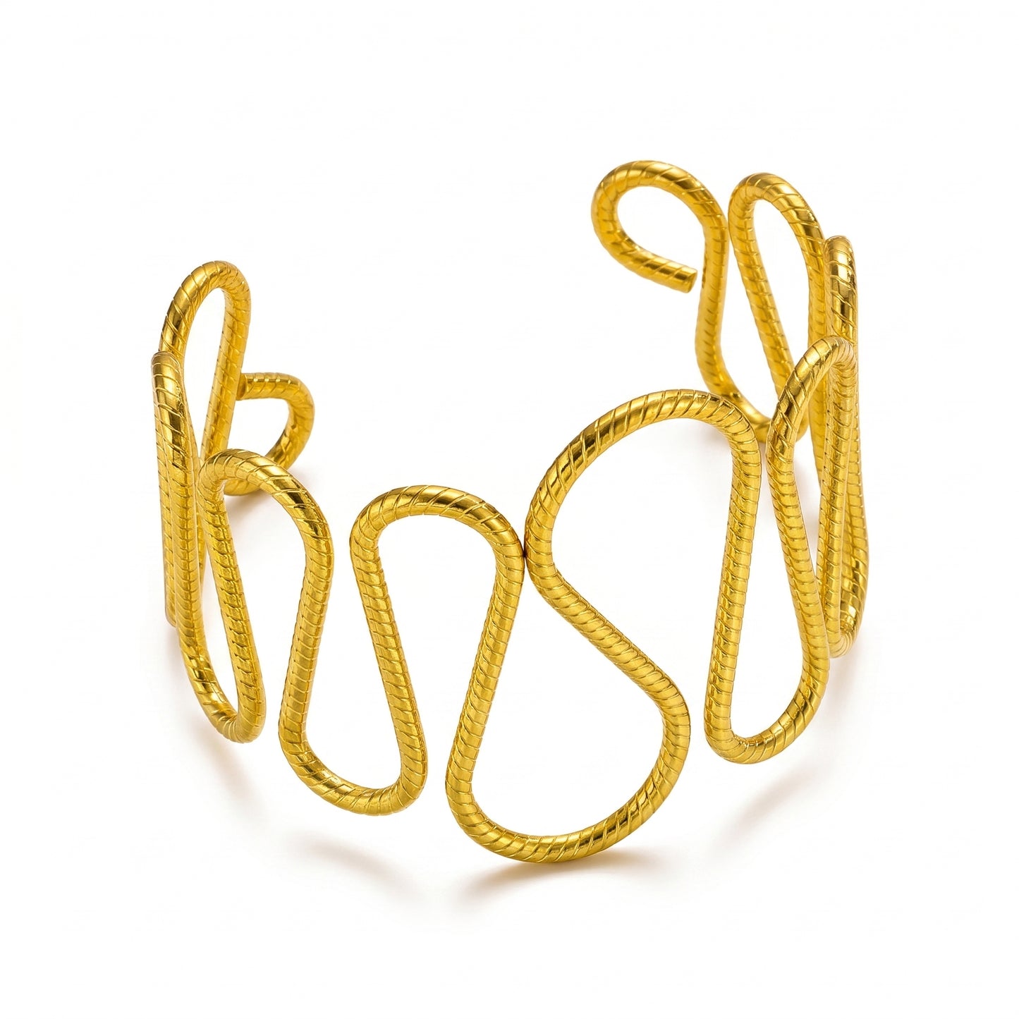 Textured Asymmetrical Gold Cuff Bracelet