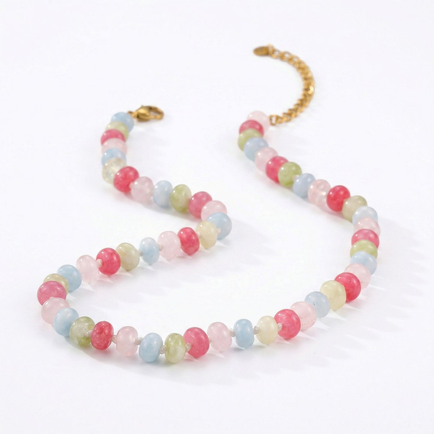Pastel Multi-Color Natural Abacus Beaded Necklace