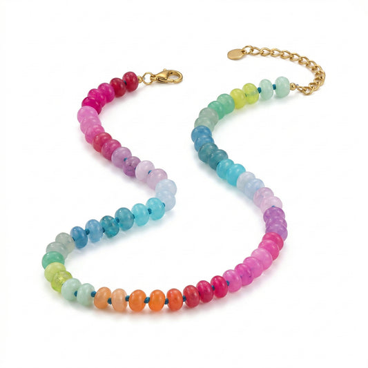 Bold & Bright Multi-Color Natural Abacus Glass Bead Necklace