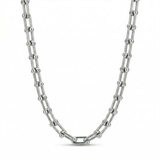 Silver Bead Link Necklace