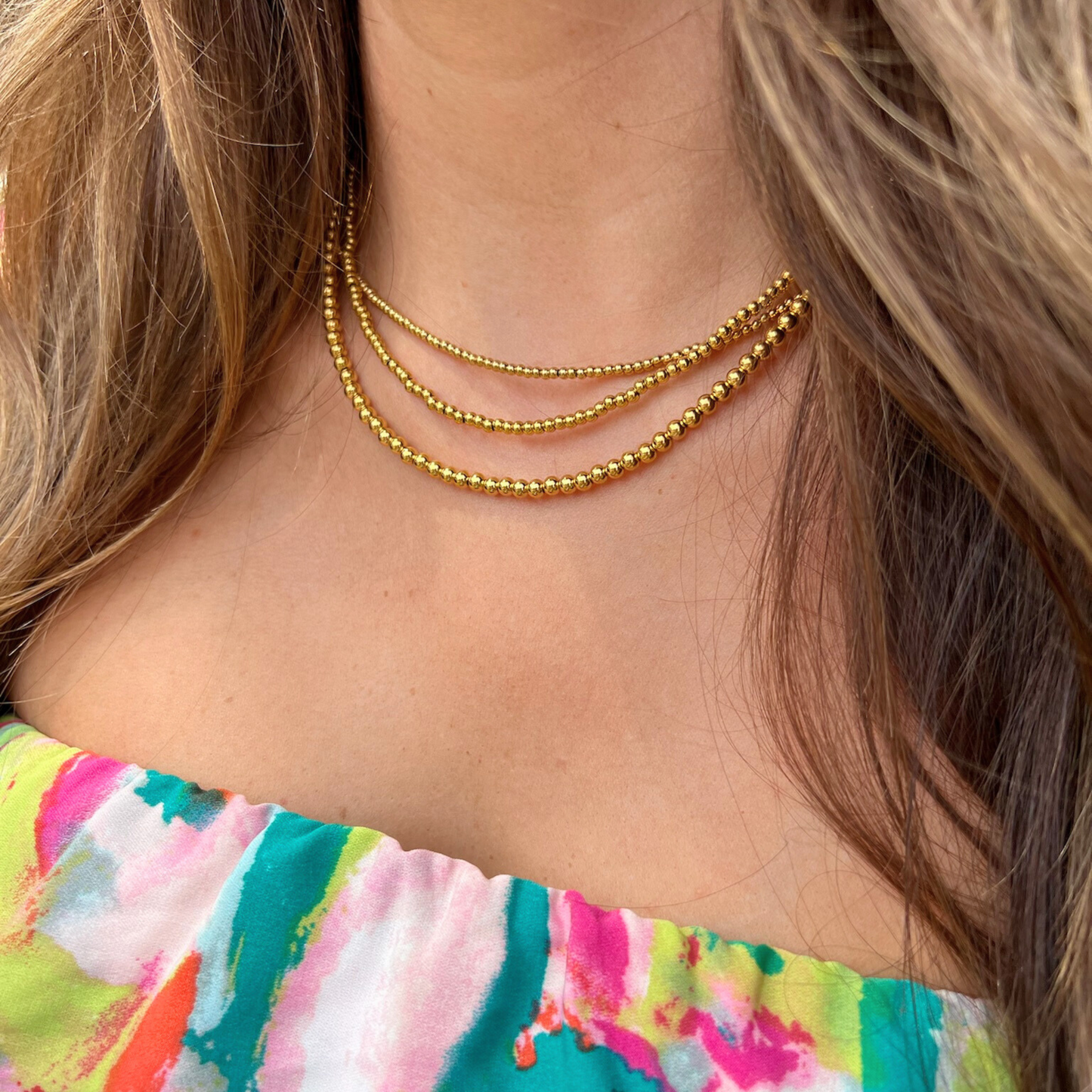 4mm Gold Bead Necklace